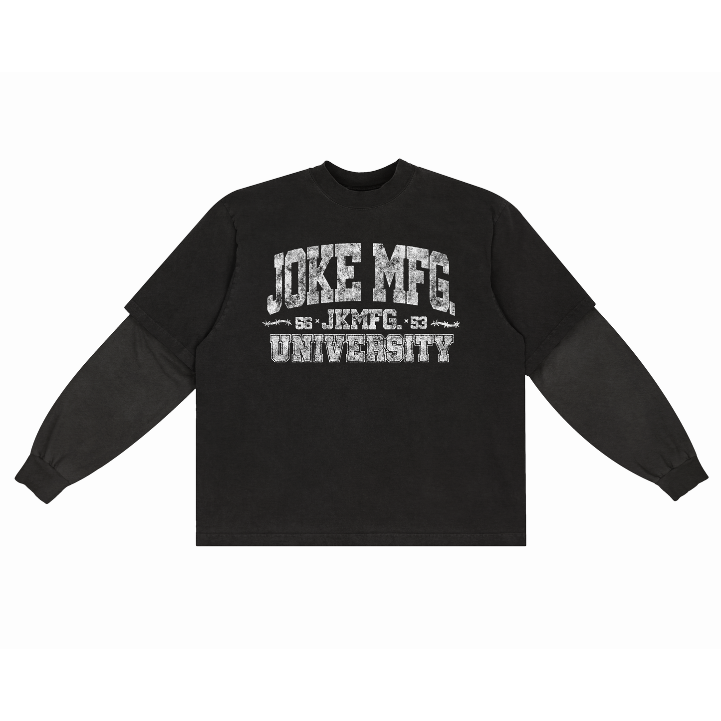 VARSITY LAYERED LONG-SLEEVE - (BLACK)